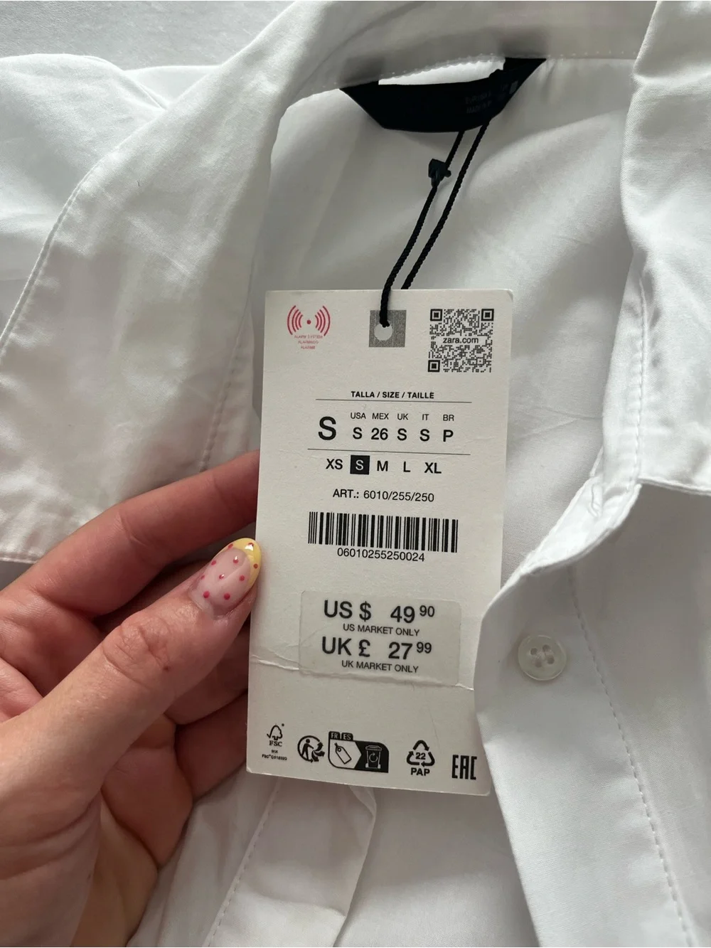 Zara White peplum shirt with Puff Sleeve